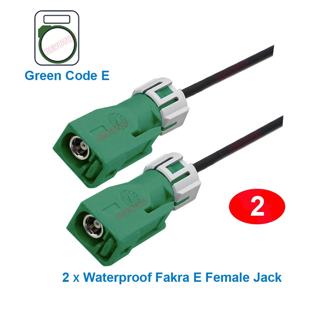 1PCS Waterproof Fakra Jumper Green Fakra Code E Female to Female Jack WP Fakra Cable Car Camera Wire Harness BEVOTOP Auto Cable