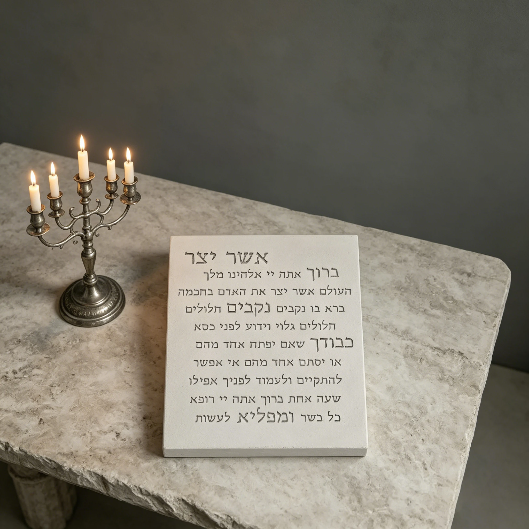 

Hebrew Health Blessing Silicone Mold for Gypsum Cement, Asher Yatzar Judaica Gift Mold, Jewish Home Sign Maker