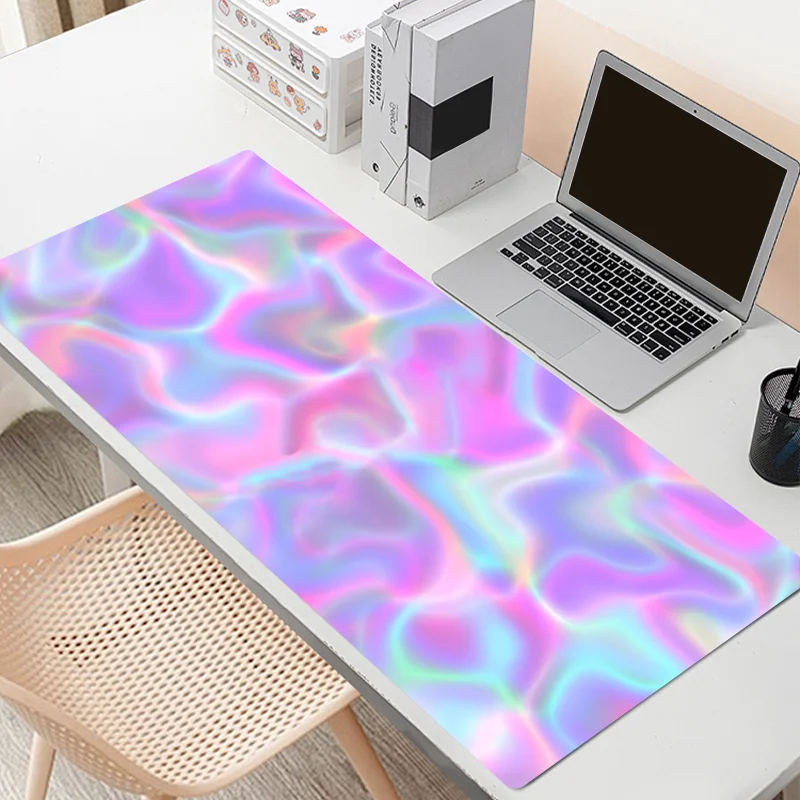 Extra-Large Pink Abstract Wave Gaming Mouse Pad - HD Desk Mat with Non-Slip Rubber Base, Perfect for Office and Home Use, Ideal