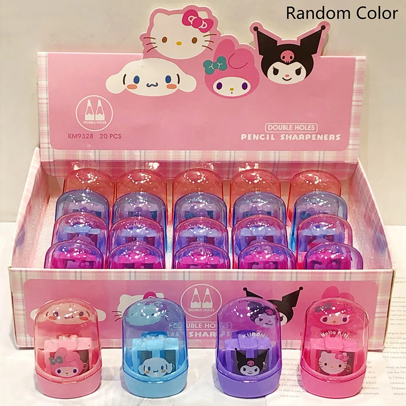 MINISO Double Hole Pencil Sharpeners Hello Kitty Cinnamoroll My melody Student Portable Pencil Sharpener Stationery Supplies