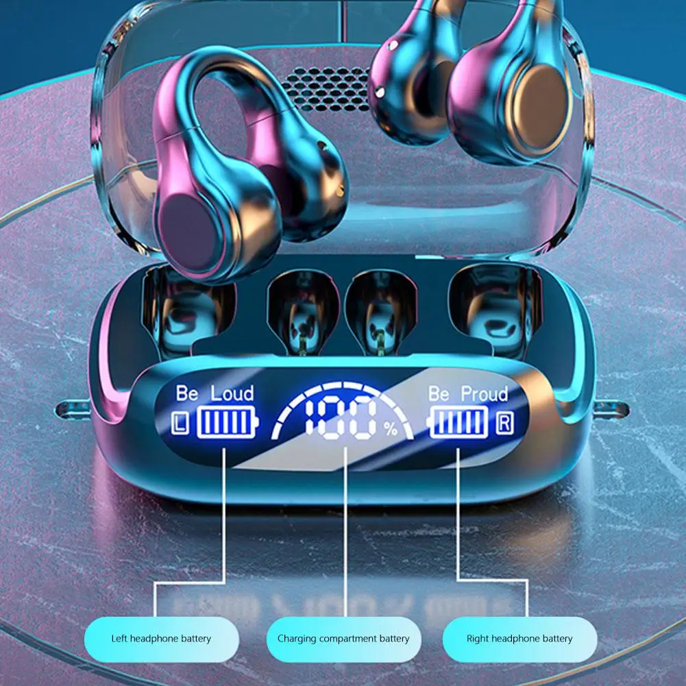 Wireless Earphone Ear Clips New Open Ear Sports Earbuds Bluetooth 5.4 Headphone Noise Cancelling Headset For Android iOS