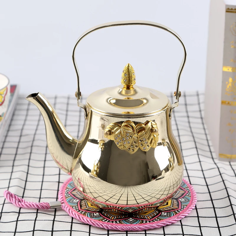 Arabic Style Stainless Steel Teapot Muslim Large Capacity Kettle Single Tea Pot Pitchers Induction Cooker Water Kettle