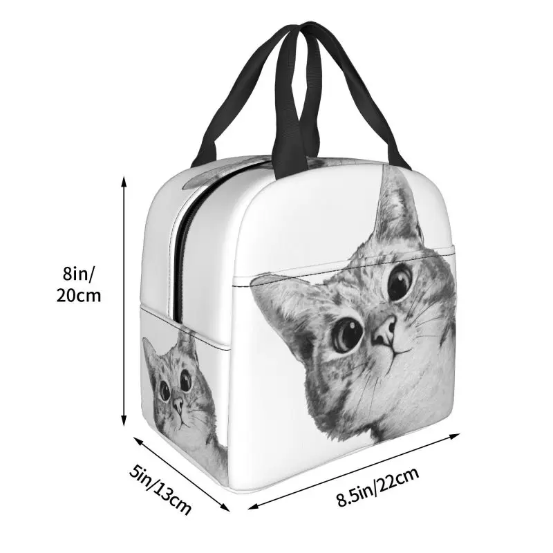 Custom Funny Cat Lunch Bag Men Women Cooler Warm Insulated Lunch Container Box for Kids School Work Food Picnic Tote Bags