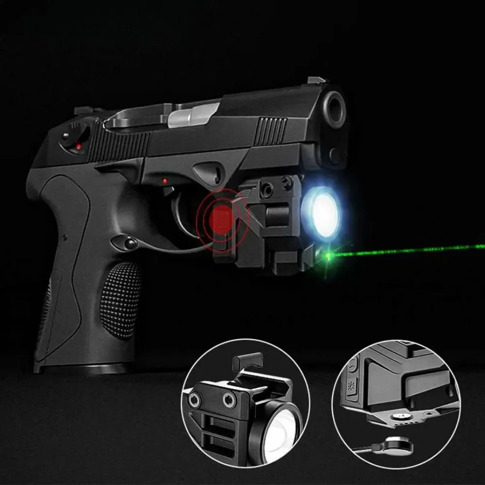 500 لومينز التكتيكية مصباح ليد جيب كومبو سلاح مصباح ليد أحمر أخضر نقطة البصر صالح 20 مللي متر السكك الحديدية ل غلوك الشعلة في الهواء الطلق #6
