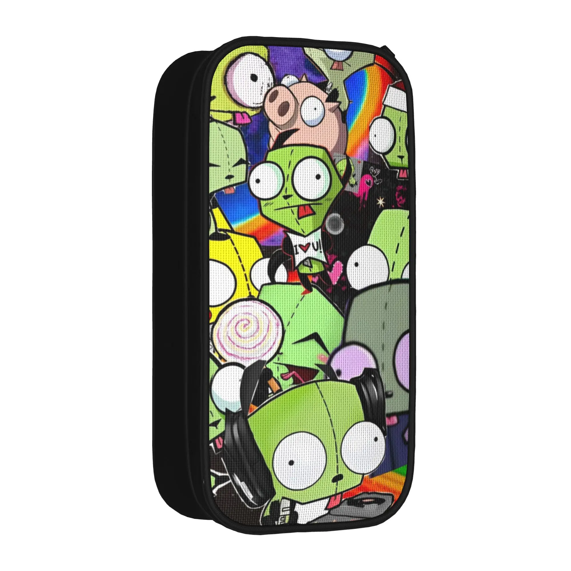 Gir Invaders Zim Cartoon Pencil Cases Fun  Pen Bags for Student Big Capacity Students School Zipper Pencil Box