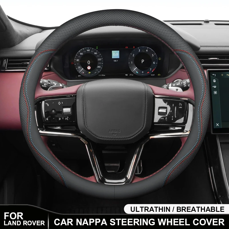 

Leather Car Steering Wheel Cover Accessories For Land Rover Range Rover Defender Freelander Discovery Evoque Range SV SVR Velar
