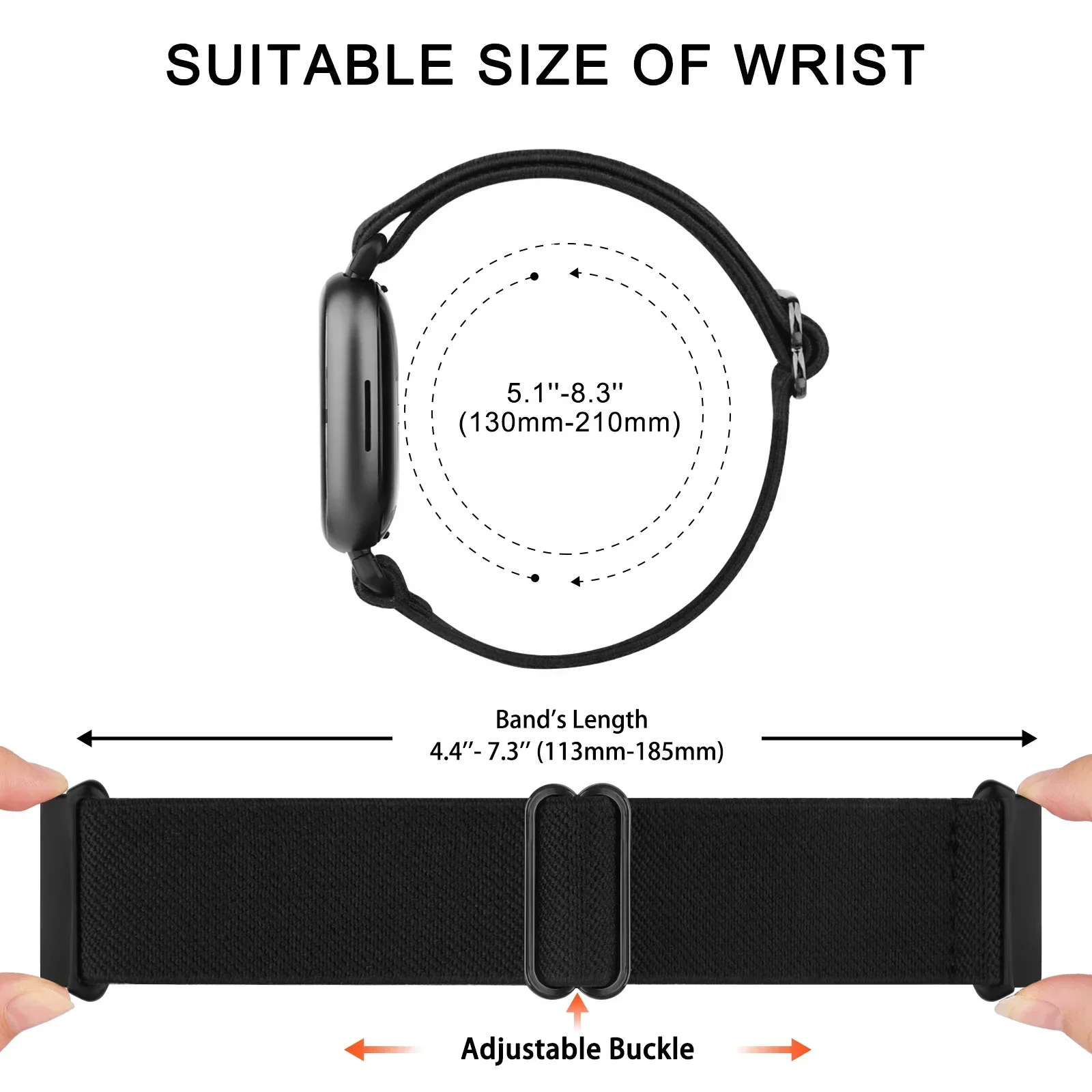 Elastic Nylon Watch Strap for Fitbit Versa 3/Versa 4 Band Bracelet for Fitbit Sense/ Sense 2 Strap Watchband Wrist Replacement