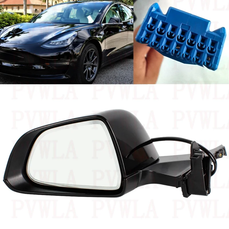 

Left Side 13 Pins Black Painted Heated Memory Power Adjust Fold Reversing Mirror For Tesla Model 3 2017 2018 2019 2020