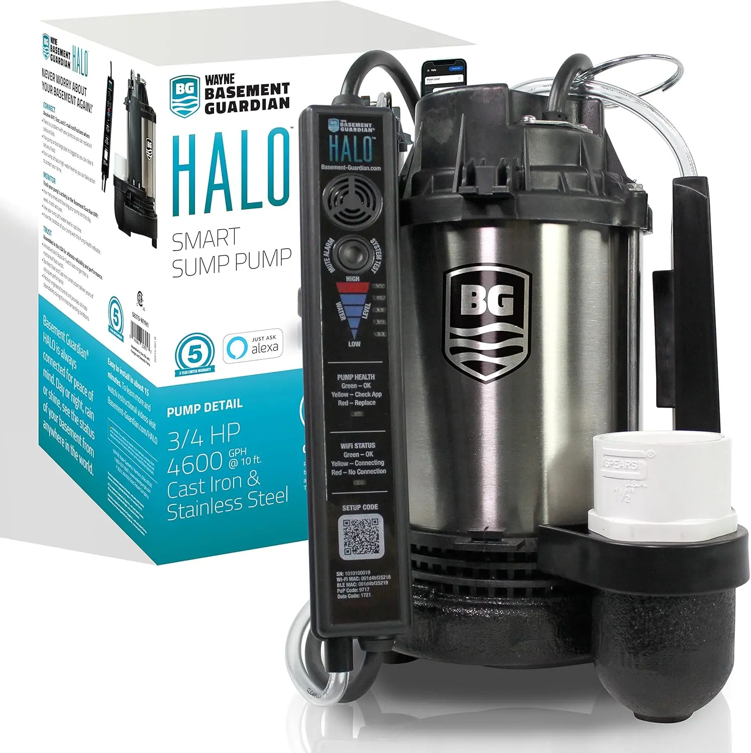 

WAYNE - 3/4 HP Basement Guardian HALO - Up to 5,490 Gallons Per Hour - Digitally Connected Sump Pump