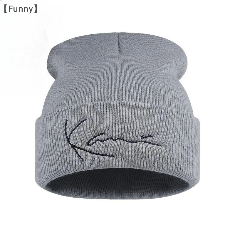 maveraFunny RagaKarl Kani rétro lettre brodée chapeau tricoté pour hommes et femmes hiver chaleur chapeau tricoté à capuche