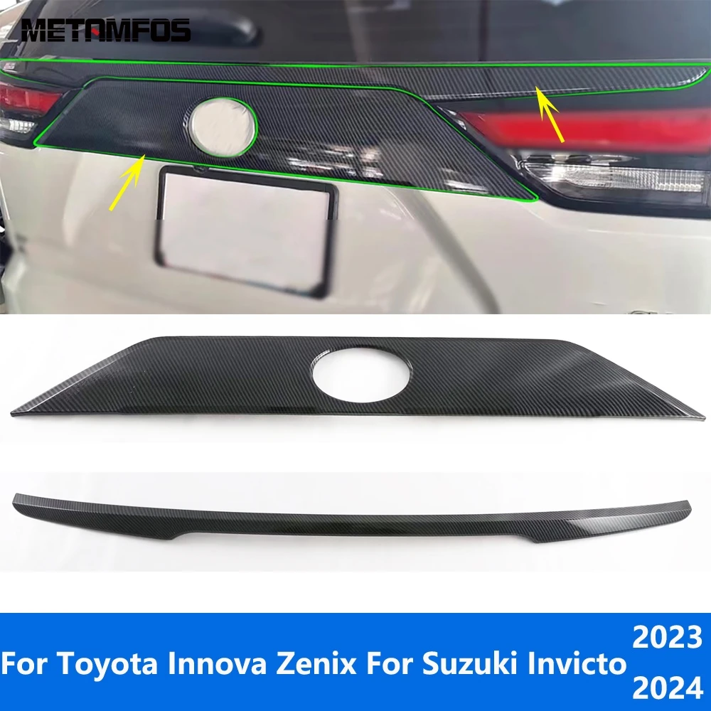 For Toyota Innova Zenix For Suzuki Invicto 2023 2024 Carbon Fiber Rear Upper Trunk Lid Tailgate Door Boot Trim Car Accessories