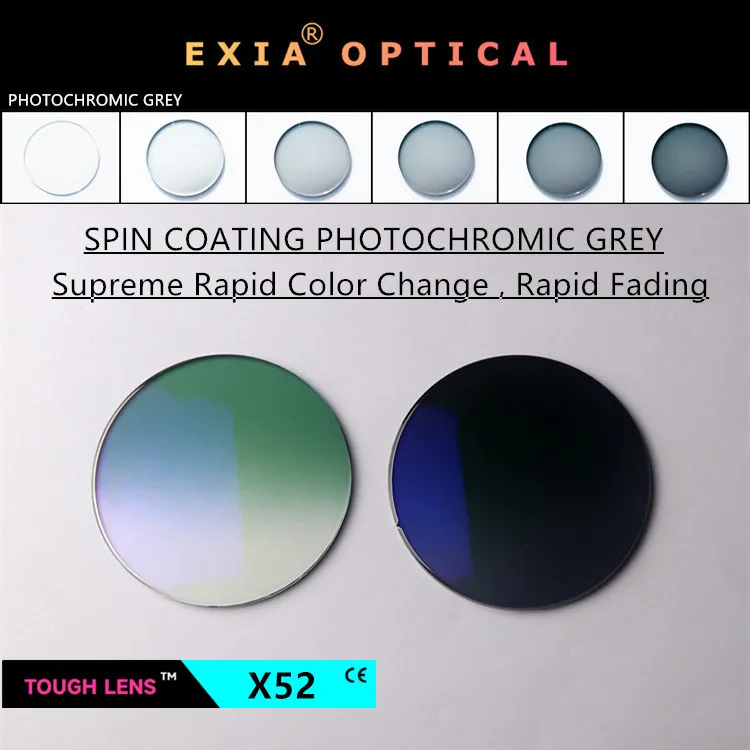 

EXIA Lens X52 Sunglasses Lenses Photochromic Grey UV400 SHMC MR-8 1.61 Gradient Green Curve 3 Lens