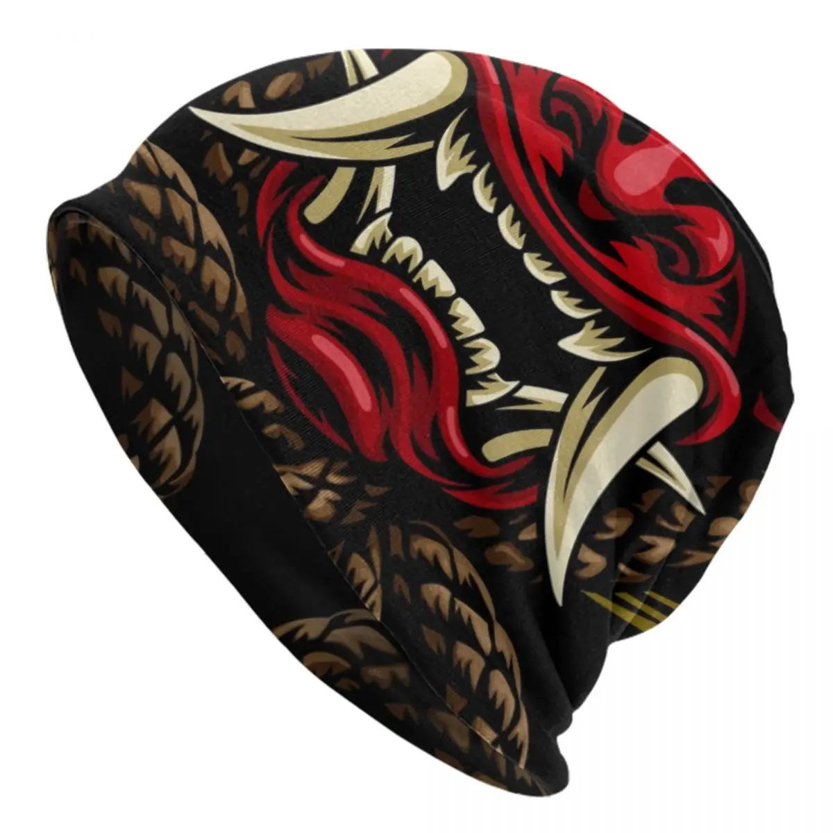 Oni Demon Skullies Beanies Caps Men Women Unisex Street Winter Warm Knitted Hat Adult Japanese Samurai Ronin Bonnet Hats