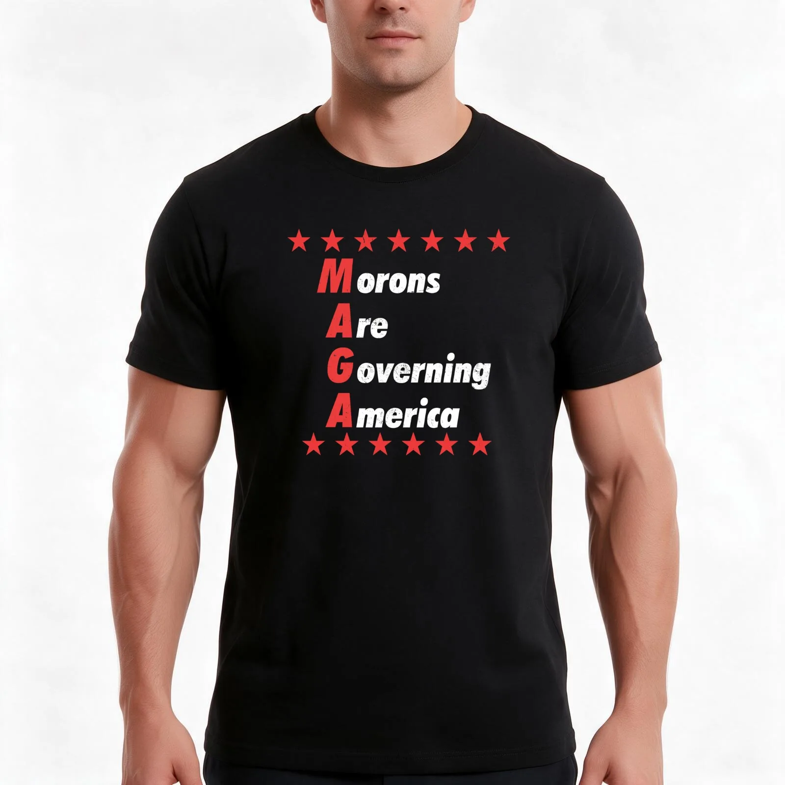 MAGA Morons Governing America T-Shirt Summer Casual Cotton Tee Oversized Streetwear Tops Vintage Graphic Print 100% Cotton