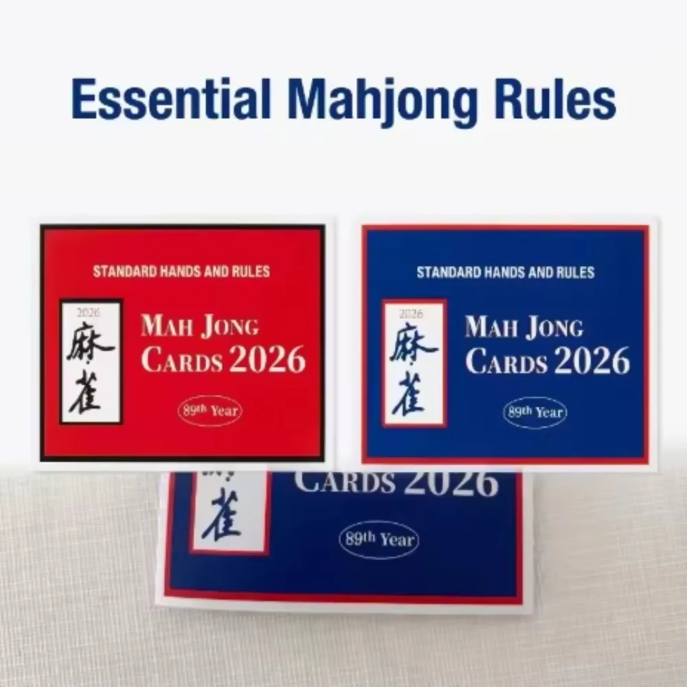 Mahjong Cheat Sheet 4Pcs Waterproof Score Cards for American Chinese Standard Rules Portable Durable Red Blue