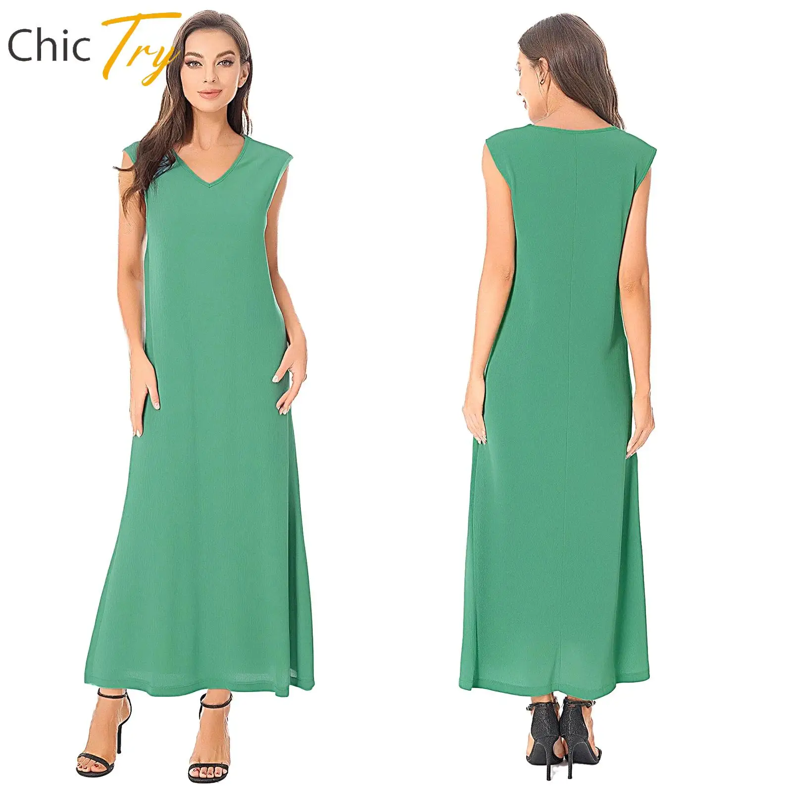 

Sleeveless Loose Basic Dress for Womens Side Slit A-line Maxi Dress Casual Sundress for Daily Travel Holiday Costume Clothing