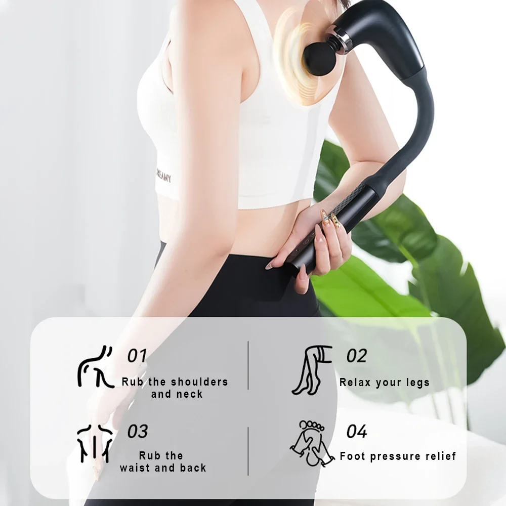 

Long-Handle Handheld Fascia Gun Deep Tissue Portable Massager Adjustable Speed Percussion Massager for Back Body Neck Leg