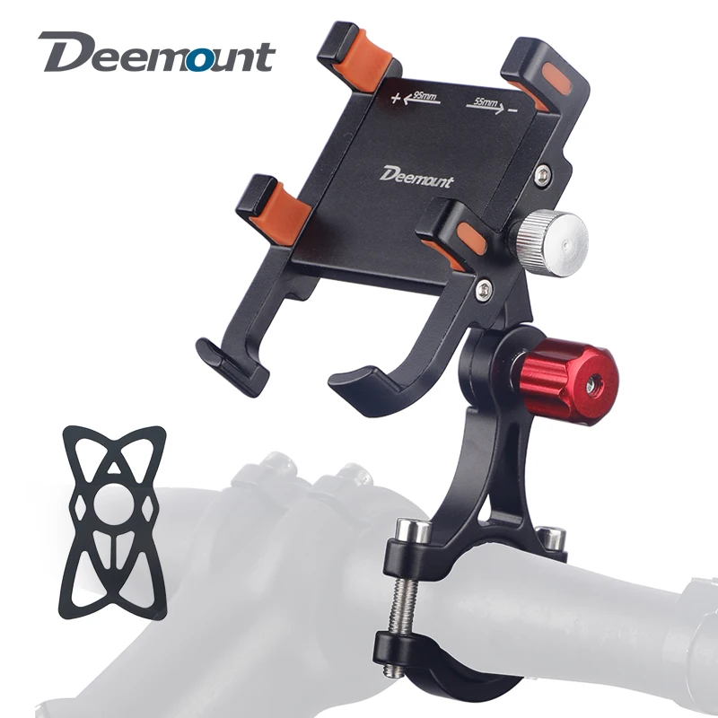 Deemount Staffa di supporto per telefono in lega di alluminio per bici elettrica da moto Supporto per smartphone per bicicletta a 6 artigli 18-32mm Manubrio adatto