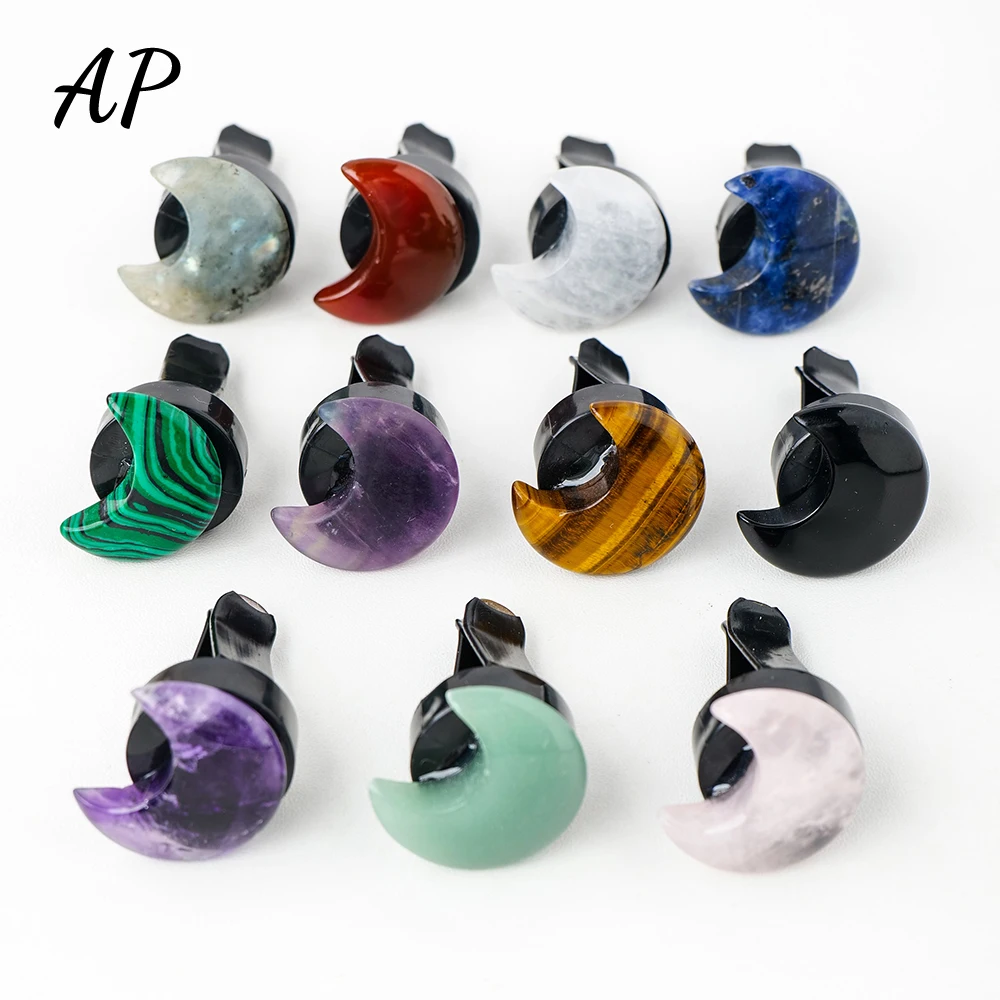 Natural Crystal Red Agate Car Air Outlet Aromatic Heart Shape Crystal Clip Healing Gemstone Labradorite Car Decoration Gift