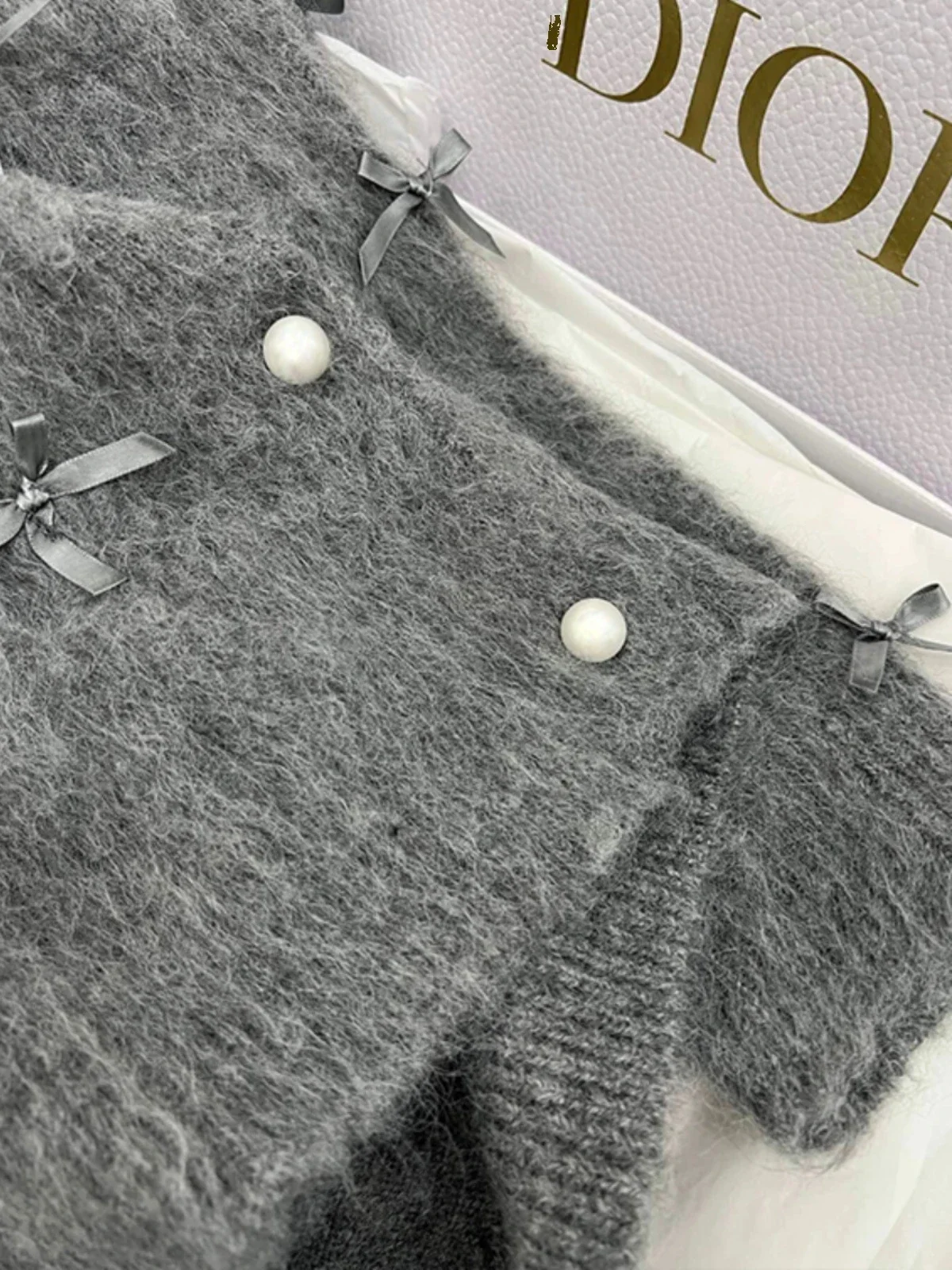 Gray Sweater Jackets Women Clothing O-neck Sweet Bow Sueter Mujer Fashion Mohair Soft Knit Korean Cropped Pullovers Pull Femme