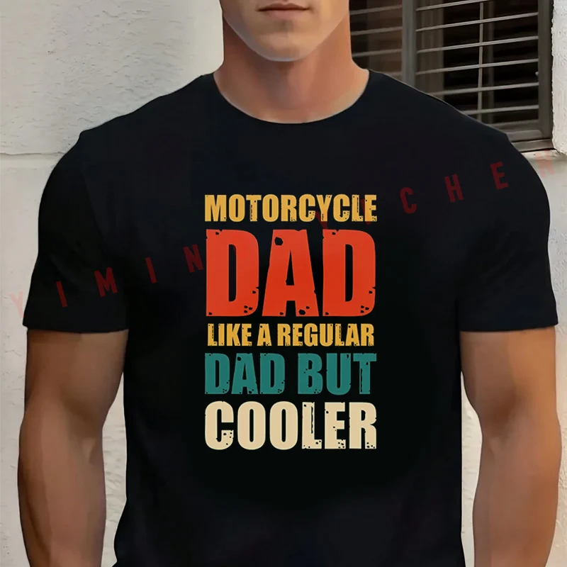 

Motorcycle Dad Lover Father's Day Vintage T-Shirt Men‘s Cotton Summer Short-sleeved Casual Streetwear Tops Tee