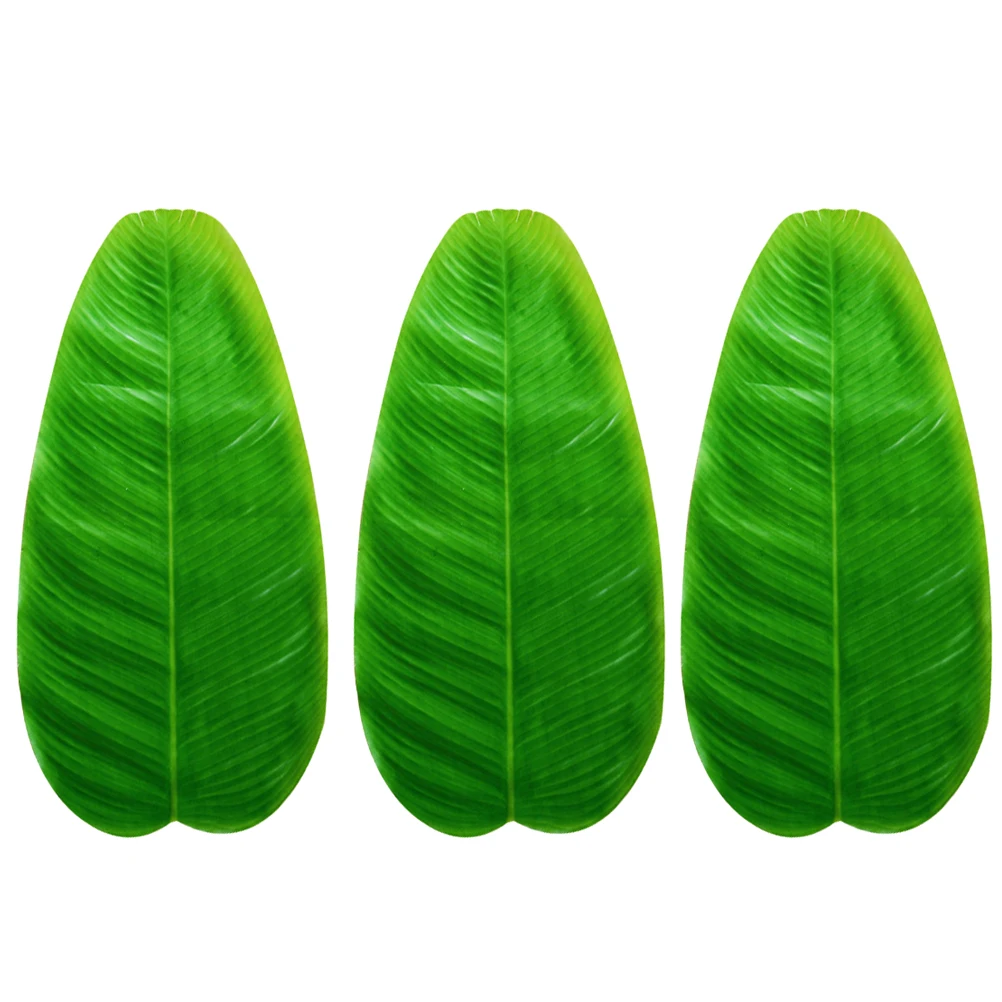 

5Pcs Simulation Banana Leaf Placemat Artificial Green Leaves Tropical Hawaiian Luau Party Table Decorations Leaves Placemat