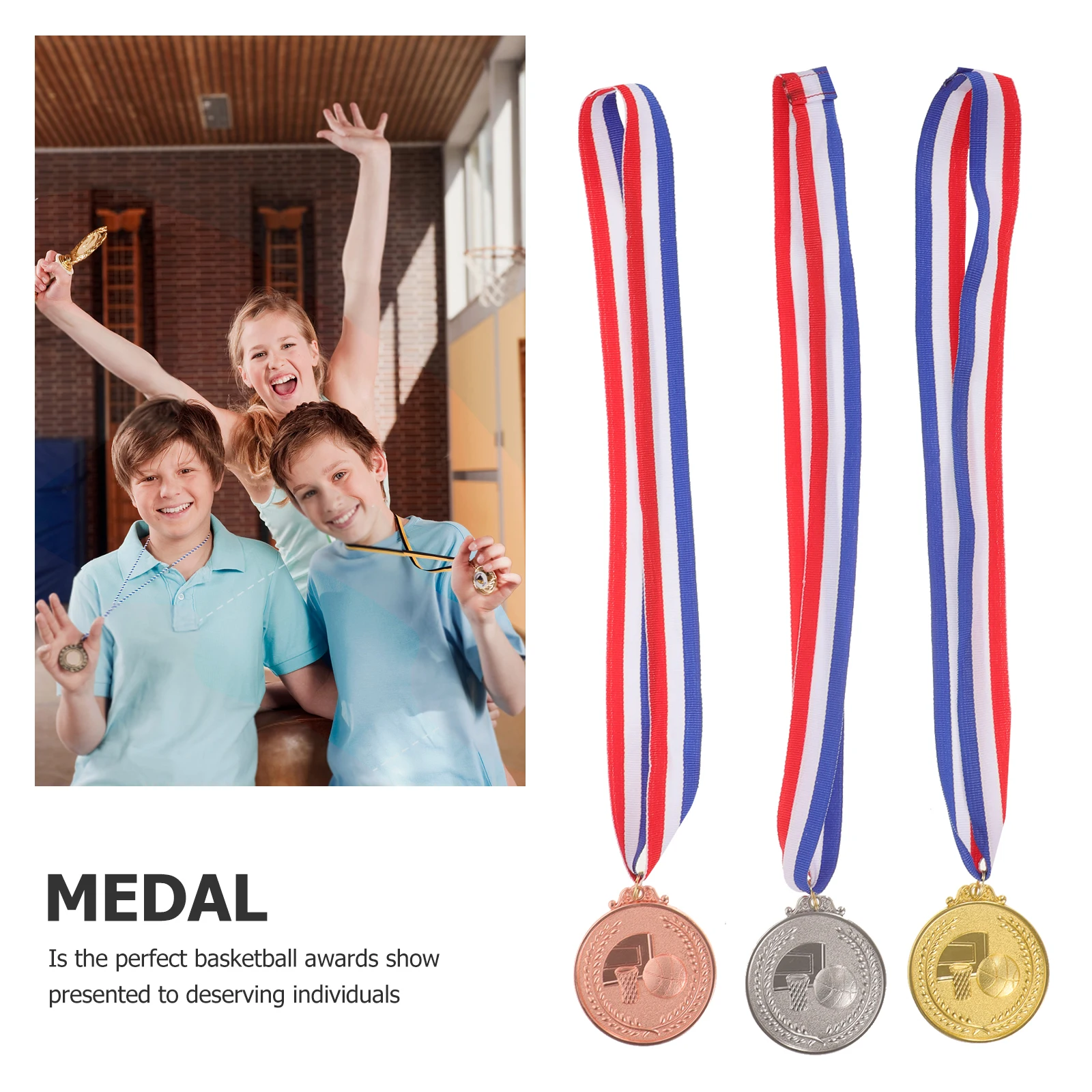 3pcs Basketball Medals Metal Award Medals Set For School Sports Competition Student Achievement Gifts Party Favors Champions