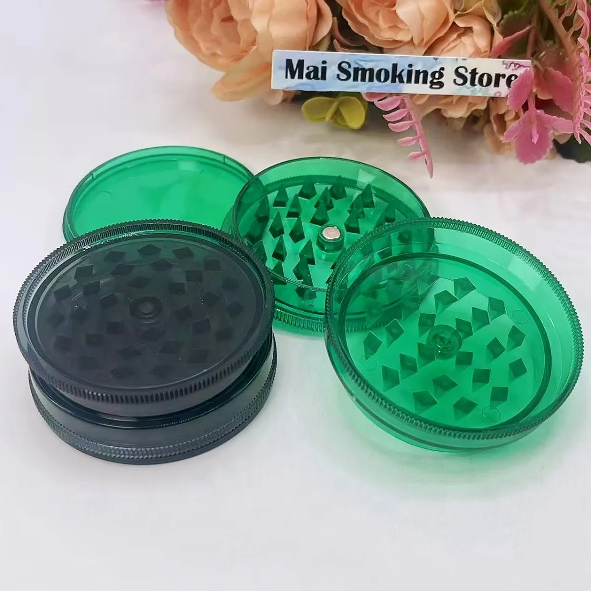Molinillo de hierbas de plástico de 40/60mm, molinillo Manual de 3 capas para especias, sal, mortero de pimienta, molinillo de hierba cruda para tabaco, herramienta para humo de cigarrillos