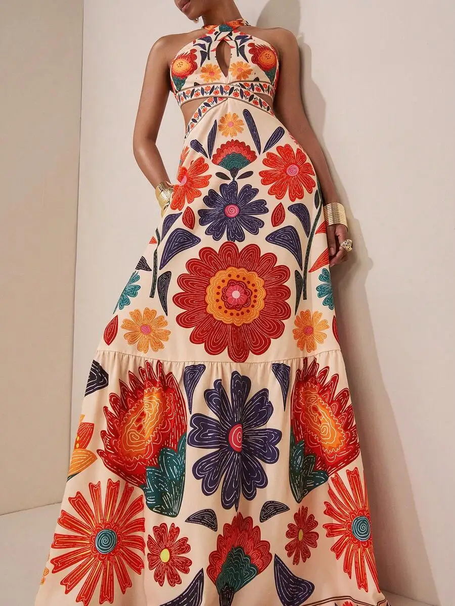 2025年ニューウェーブウェディングシーズン シミアンスタイル カラフルバケーション デイリーデート 誕生日パーティー クロスホルターネック ホロー