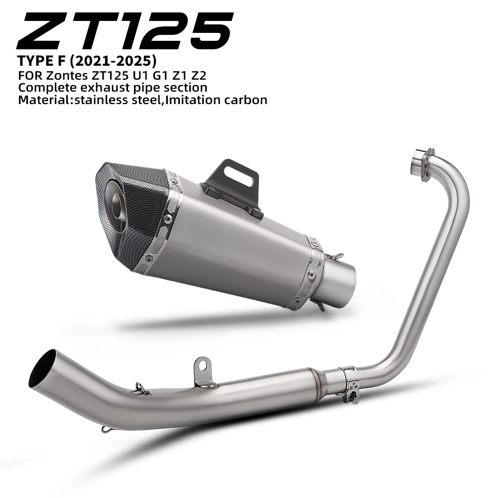 

Full System For Zontes ZT125 U1 G1 Z1 Z2 2021 - 2025 Motorcycle Exhaust Front Middle Link Pipe Escape Moto Muffler