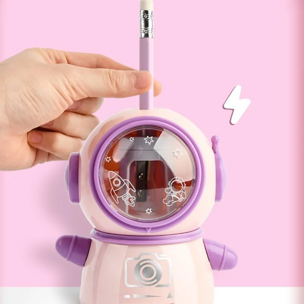 Astronaut Spaceman Electric Pencil Sharpener Spaceman Dual power supply Astronaut Automatic Pencil Sharpener Cartoon Plastic