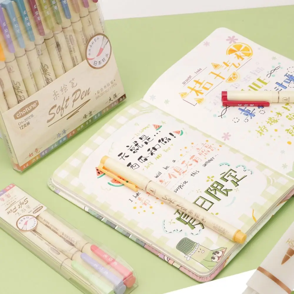 3 قطعة/المجموعة الحرف لينة رئيس قلم الخط لينة رئيس 6 ألوان الخط ممارسة القلم أداة ملونة المعايدة بطاقة القلم #4