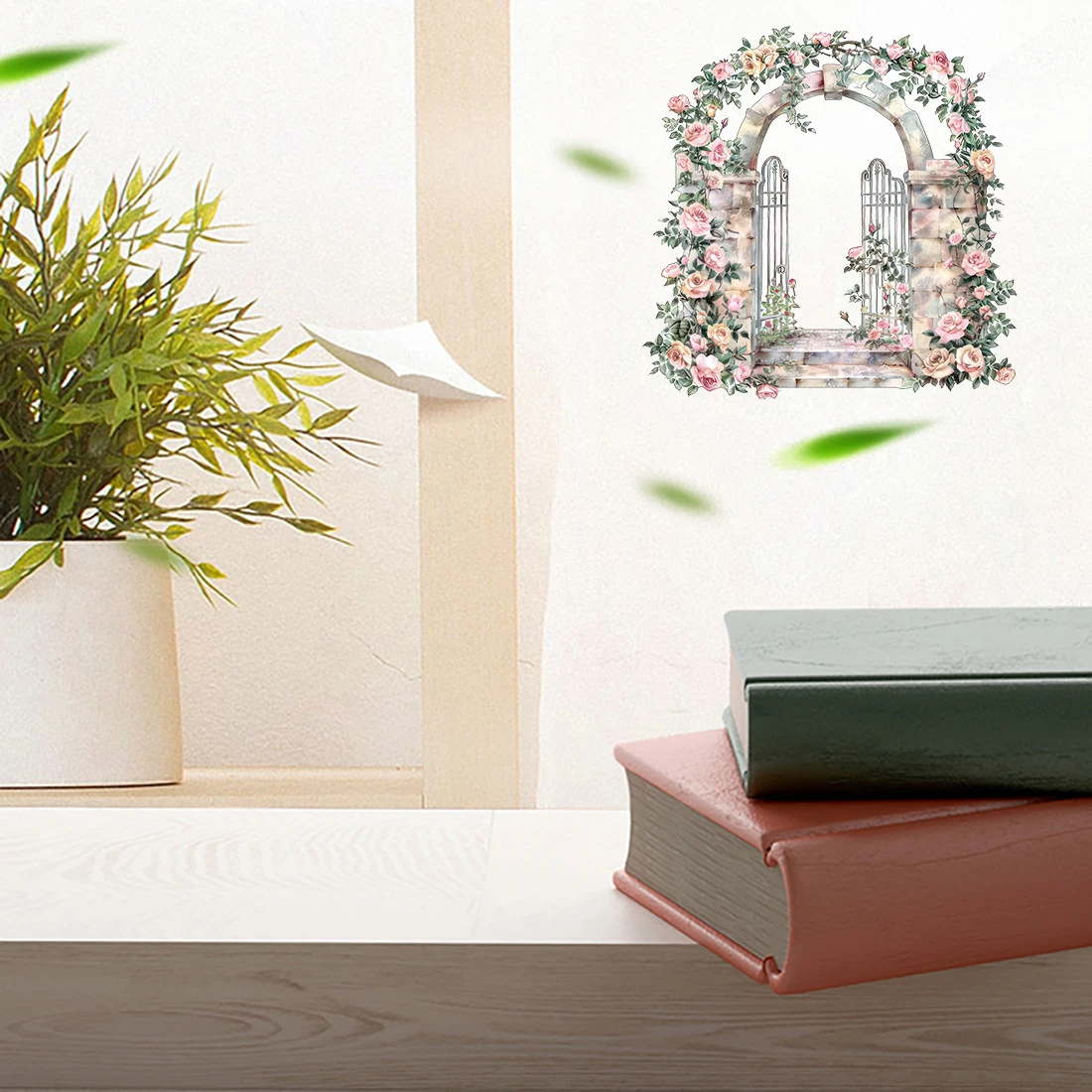 Three Ratels QL136 Romantic pastoral style rose wall watercolor art wall stickers for home decoration