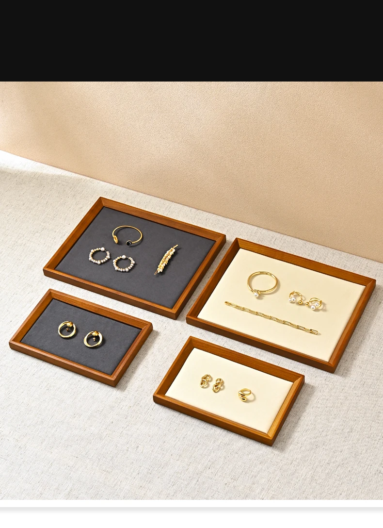 Oirlv Retro Solid Wood Jewelry Ring Jewelry Display Organizer Box Tray Holder Earring Jewelry Storage Case Showcase Drawer