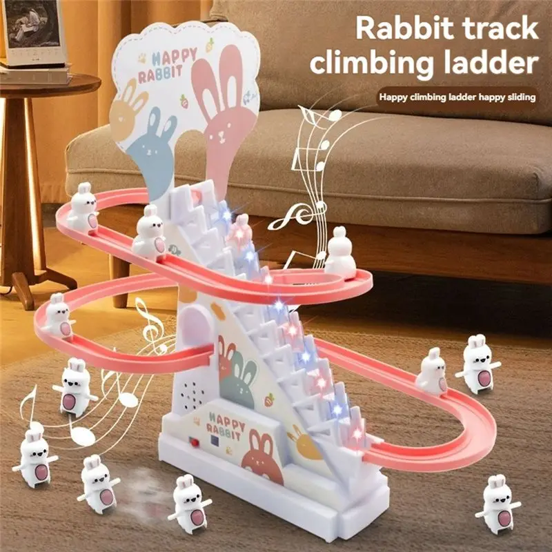 B49B-Bunny Climbing Stairs Track Automatic Slide Macey Bunny Climbing Stairs Children's ,