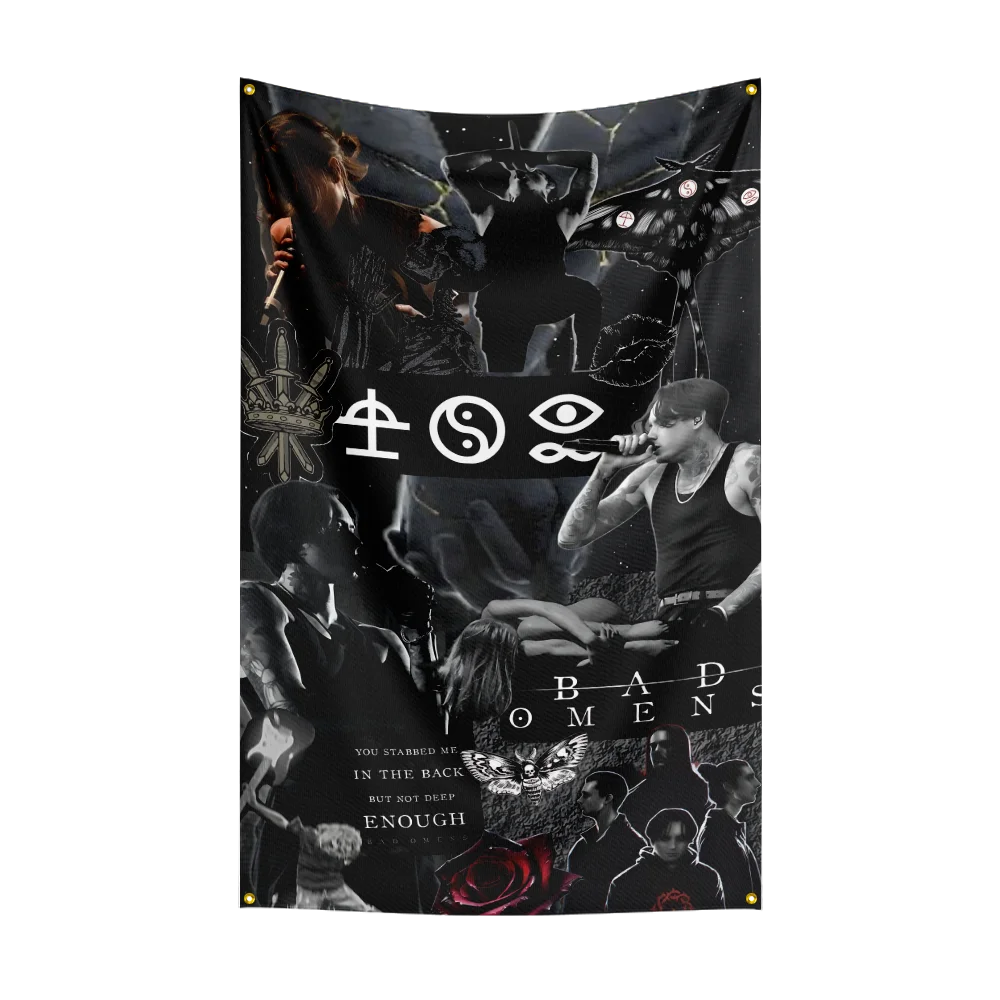 3x5 قدم b-Bad Omens الثقيلة روك باند العلم البوليستر الطباعة الرقمية راية لغرفة النوم جدار الفن خارج الباب نسيج الديكور