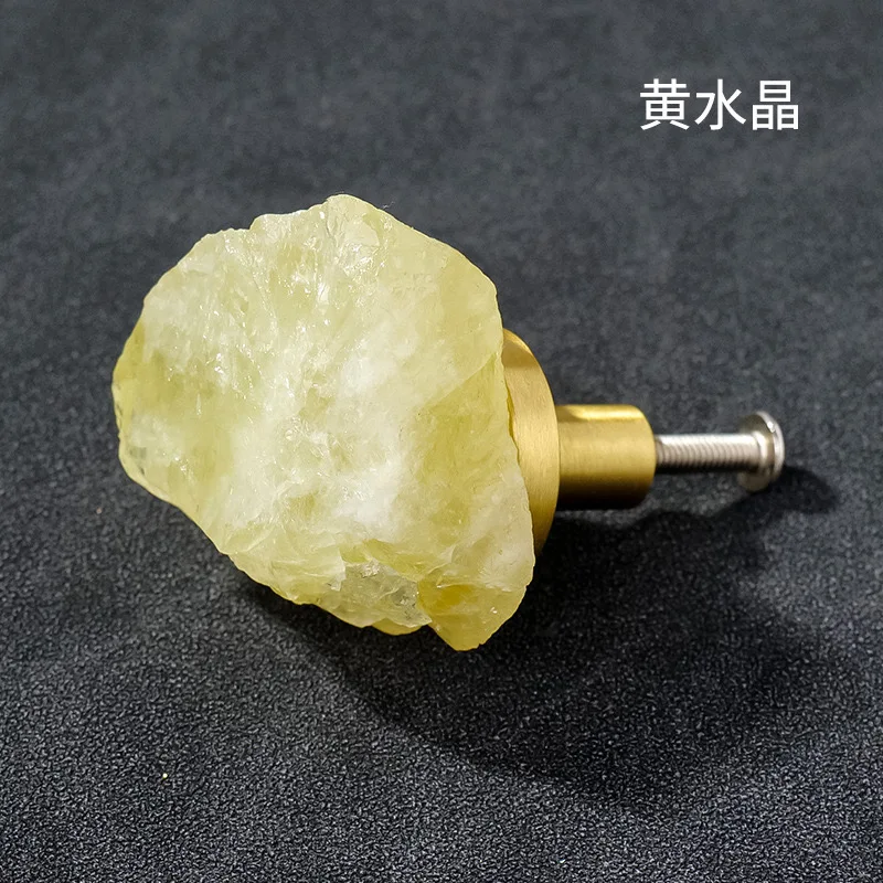 Nature Citrine Amethyst Raw Stone Handle Cloakroom Lives Drawer Handle Of Crystal Handicraft Home Office Decoration