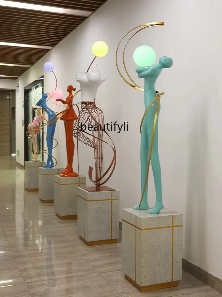 

Living room abstract figure ornament hotel aisle luminous lamp decoration art floor sculpture