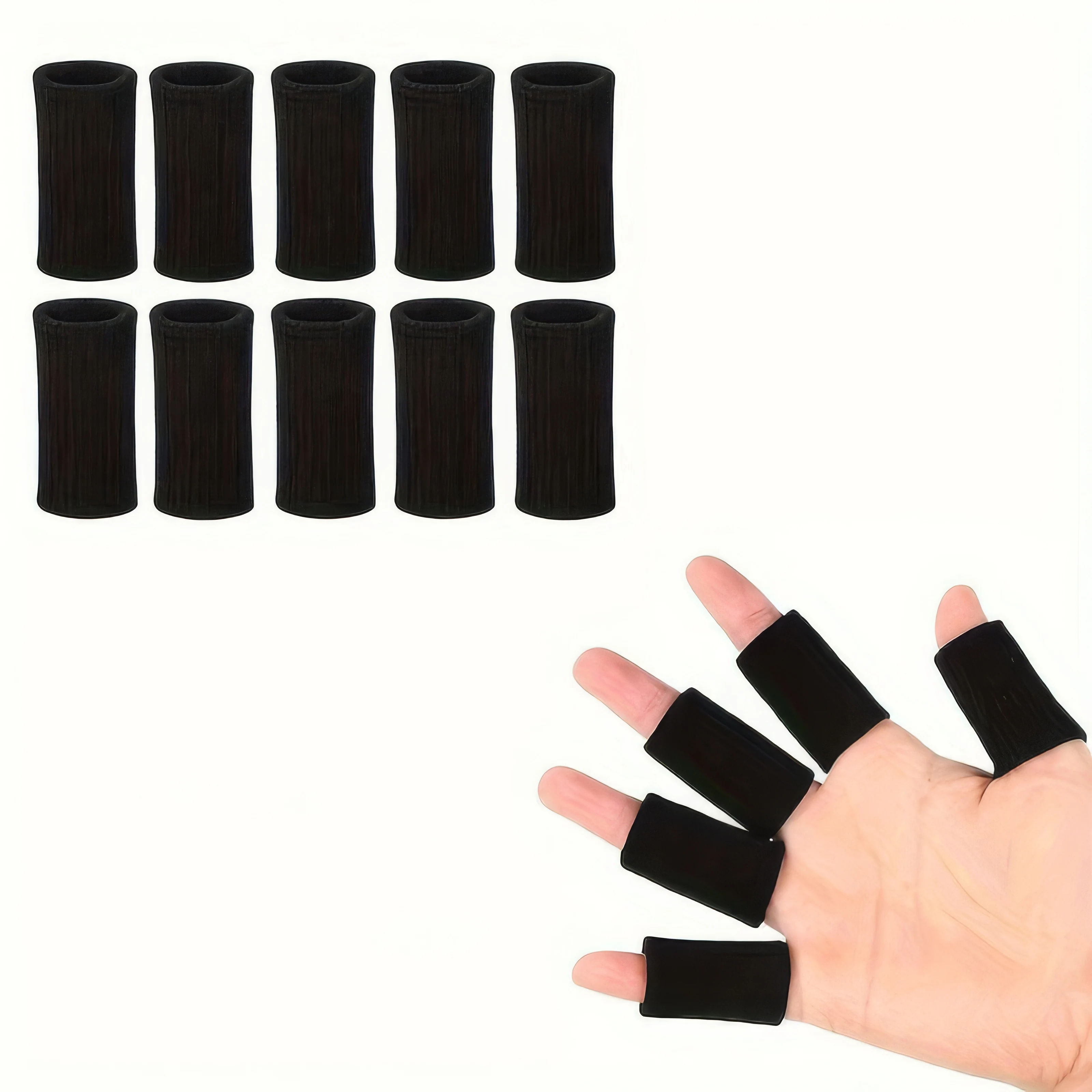 

Черные спортивные рукава для пальцев — 10 штук для защиты рук. Дышащая ткань, гибкая посадка, идеально подходит для баскетбола, тренажерного зала.