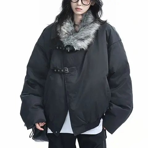 سترة نسائية كلاسيكية أمريكية من العقد الأول من القرن الحادي والعشرين بإبزيم غير رسمي وأكمام طويلة ثقافة فرعية يابانية Y2K Harajuku Retro     الخريف ملابس الشارع النسائية