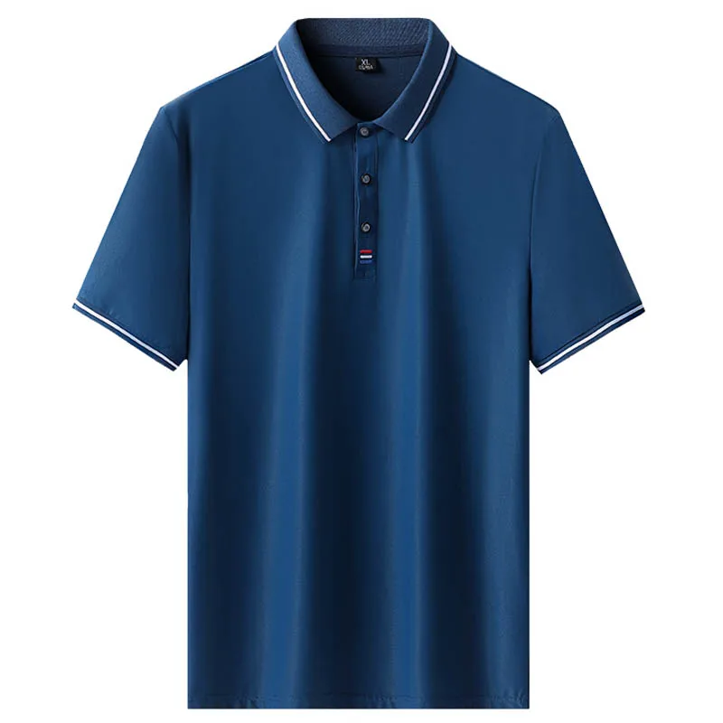 Polo de seda gelo masculino, Casual, Respirável, Legal, Verão, Ginásio, Correr, Golfe, Caminhada, Plus Size, 7XL, 8XL, Manga curta