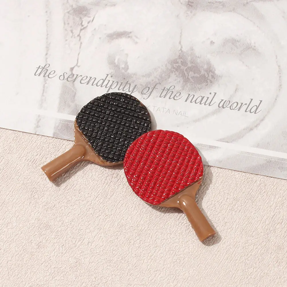 20Pcs Mini Simulation Table Tennis Bats Resin DIY Decorative Pendants for Dollhouse Accessories Keychain Hairphone Headband