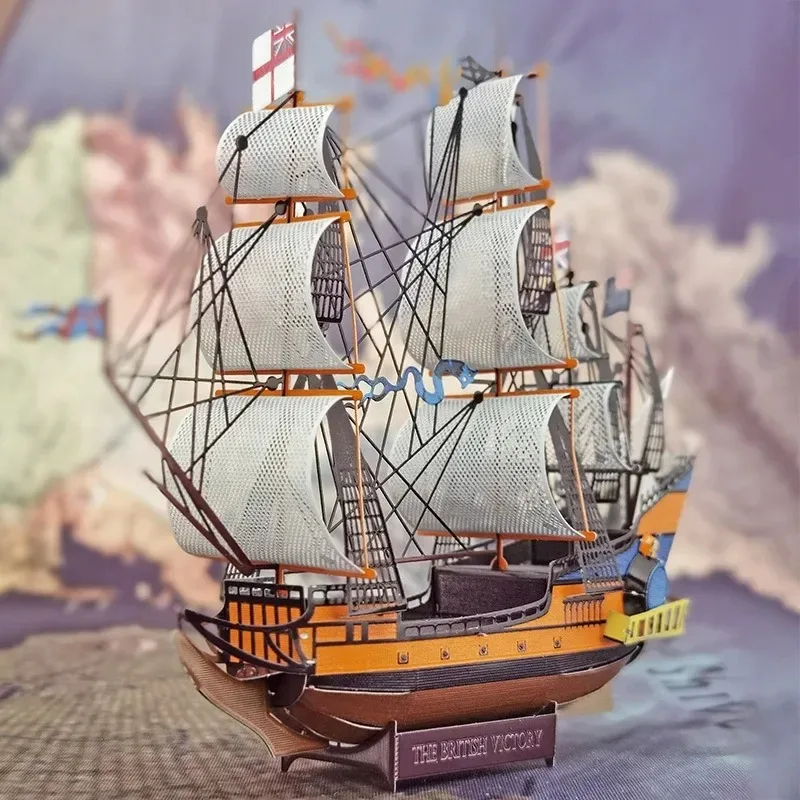 Multicolor HMS VICTORY Warship 3D Metal Model Puzzle DIY Handmade Assembled Military Warship Model Jigsaw Decoration Toys Gifts