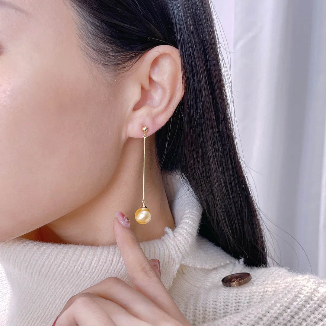 

Минималистичные длинные серьги из стерлингового серебра 925 пробы, класс ААА, 10-11 мм, круглые серьги с натуральным жемчугом Южного моря