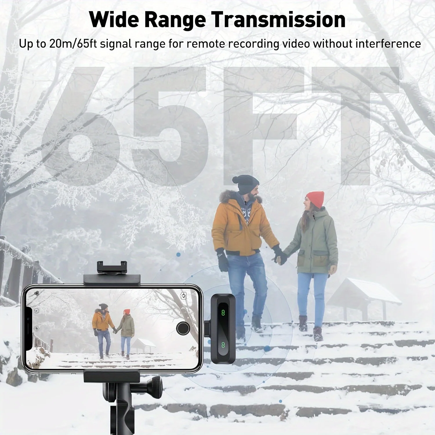 Lavalier Wireless Microphone 70mAh Rechargeable Battery Clip-On Podcast Mic for Streaming Vlogging Voice Recording Plug & Play