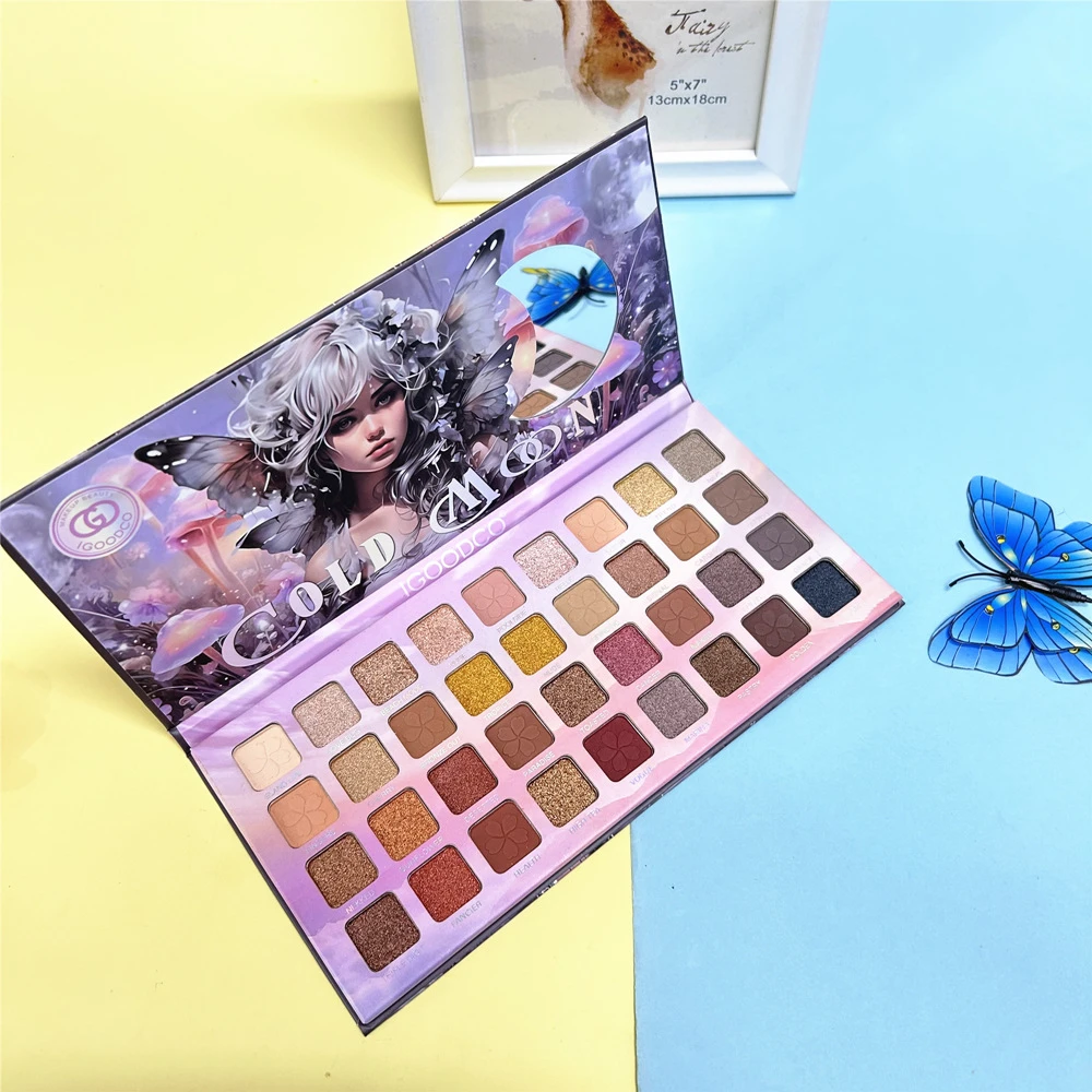 36 colori Flower Fairy Matte Eyeshadow Palette Book con specchio Glitter Blush Pigment Shimmer trucco professionale per il viso degli occhi