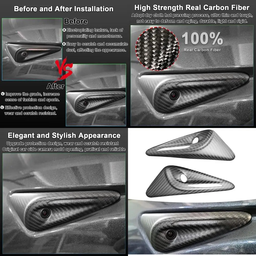 

Крышка боковой камеры из настоящего углеродного волокна для Tesla Model 3 2024 Highland 2025 Model Y Juniper HW4.0, указатель поворота, полная защита, доступ