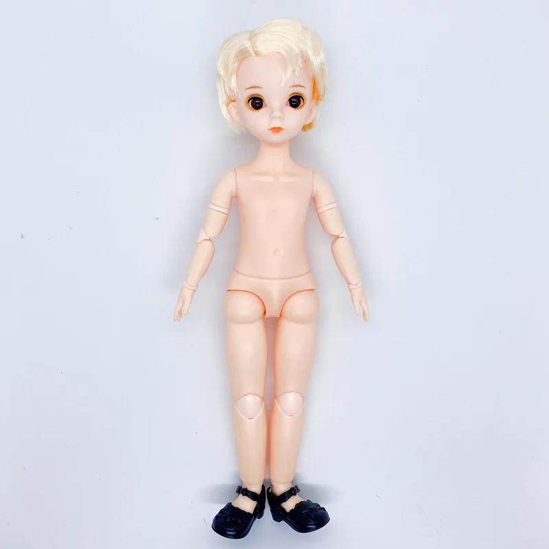 30 Cm Short Hair Makeup Nude Doll 3D Eyes 1/6 BJD Doll 22 Joint Body Naked Baby Boys 12 Inch Doll DIY Toy Girl Gift