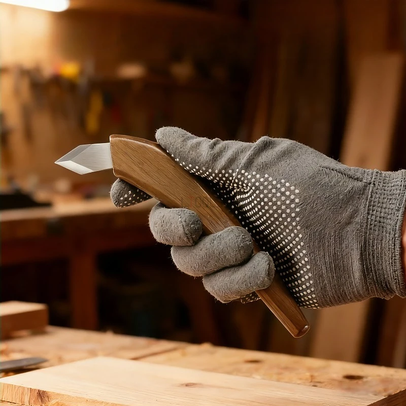 

Wood Carving Kit DIY Tool Curved Handle Scribing Knife Hand Bidirectional Carving Knife Set for Beginners Whittling Woodworking