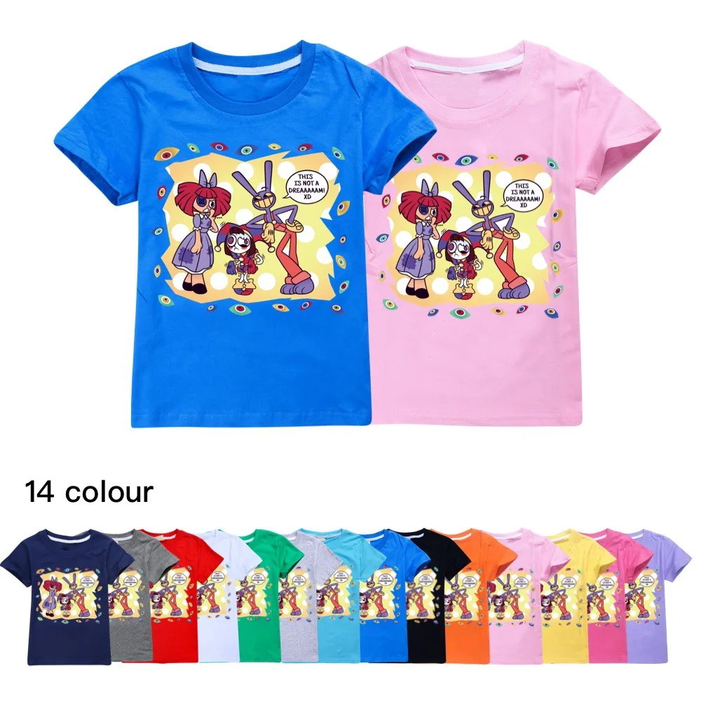 

Funny Digital Circus Short Sleeve Kids Clothing T-Shirts Summer Children Tops Cartoon Casual Tees Cotton Boys Girls Clothes 2852